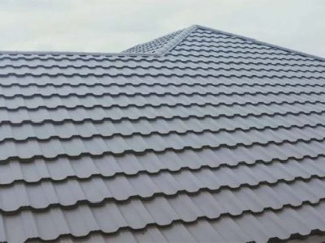 Close up of a metal roof.